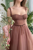 Simple A-line Tea Length Tulle Short Prom Dress Homecoming Dress HD0184 - Tirdress