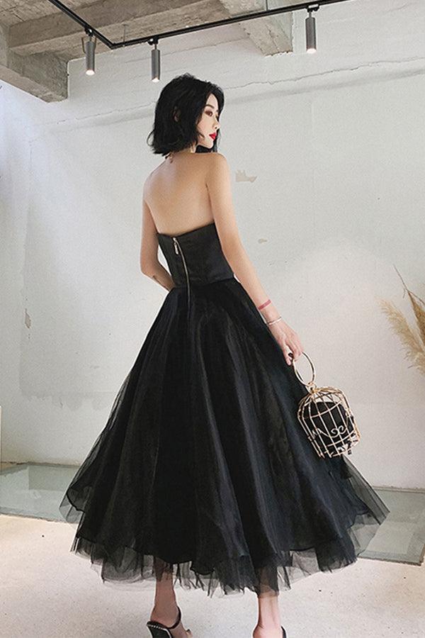 Simple Black Tea Length Prom Dress Black Tulle Homecoming Dress HD0132 US10 / As Picture Simple Black Tea Length Prom Dress Black Tulle Homecoming Dress HD0132 US10 / As Picture