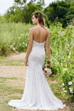 Simple Sweetheart Spaghetti Strap Fit And Flare Pleats Wedding Dresses TN0114 - Tirdress