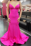 Simple V-Neck Formal Evening Dresses Mermaid Long Prom Dresses TP1163 - Tirdress