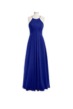 Simple A-line O-back Long Chiffon Halter Bridesmaid Dresses BD018 - Tirdress