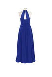 Simple A-line O-back Long Chiffon Halter Bridesmaid Dresses BD018 - Tirdress