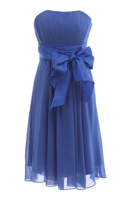 Simple A-line Strapless Knee-length Homecoming Dress With Sash TR0128 - Tirdress