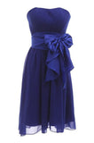 Simple A-line Strapless Knee-length Homecoming Dress With Sash TR0128 - Tirdress