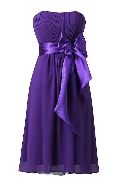Simple A-line Strapless Knee-length Homecoming Dress With Sash TR0128 - Tirdress