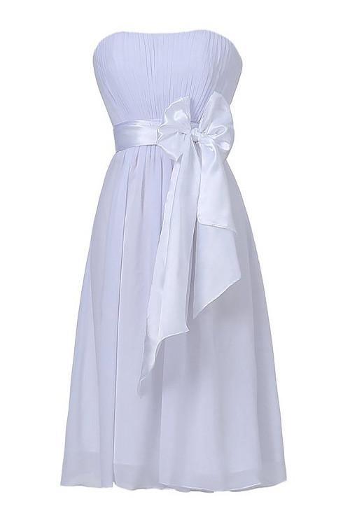 Simple A-line Strapless Knee-length Homecoming Dress With Sash TR0128 - Tirdress