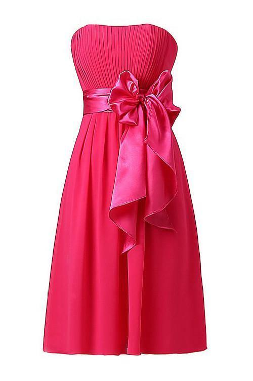 Simple A-line Strapless Knee-length Homecoming Dress With Sash US10 / Hot Pink Simple A-line Strapless Knee-length Homecoming Dress With Sash US10 / Hot Pink