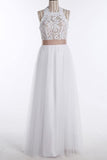 Simple Jewel Sleeveless Floor-Length Lace Top Wedding Dress WD098 - Tirdress