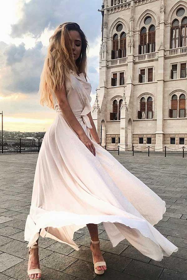 Simple Pearl Pink Chiffon Split Sleeveless Prom Evening Dress TP0166 - Tirdress