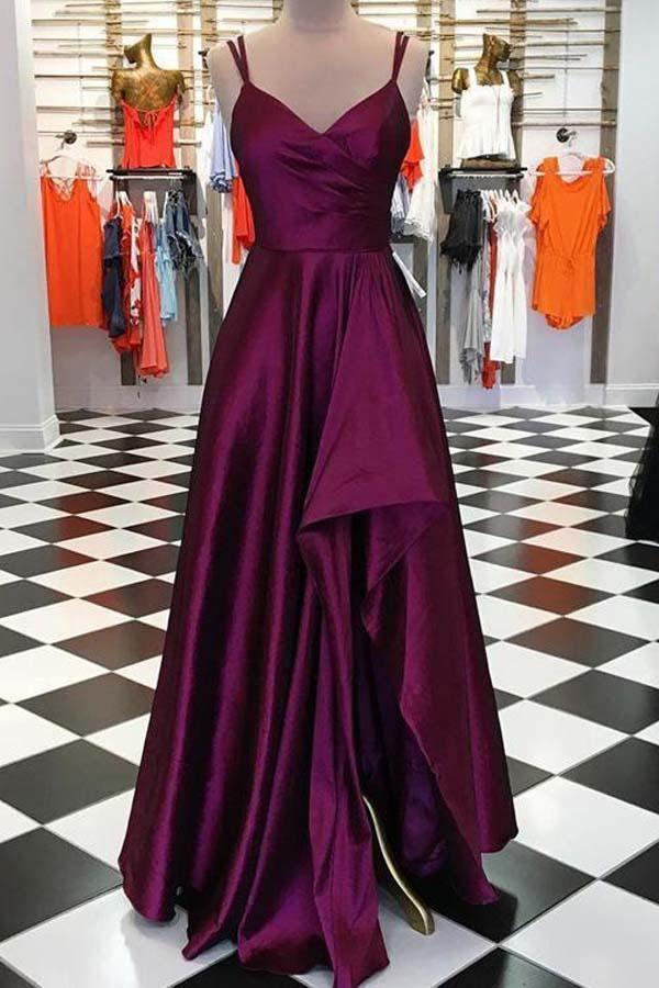 strapless open back dress Sparkly Burgundy Beaded Long Tulle Formal Dress with Slit