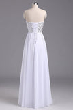 Simple Sweetheart Chiffon Backless Long White Prom Dress With Beading TP0118 - Tirdress