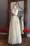 Simple V-neck Long Cross-back Long Wedding Dresses WD115 - Tirdress