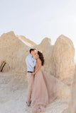 Simple V-neck Tulle Open Back Bridal Gown Beach Wedding Dresses TN215 - Tirdress