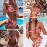 Sexy v-neck dot print two-piece women bodysuit Summer beach wear B032 - Tirdress