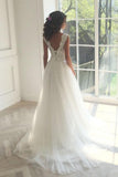 Sleeveless Lace White A-Line Sweep Train Wedding Dress WD096 - Tirdress