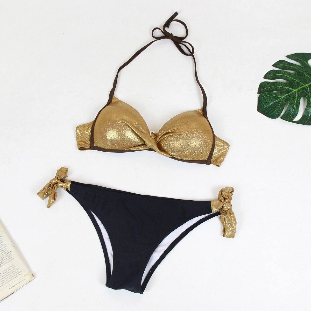 Snake Skin Splicing Backless Bandage Swimwear Sexy Bikini 2019 New Swimsuit Women Swimwear Bikini Set Push Up Swim Suit Women - Tirdress