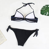 Snake Skin Splicing Backless Bandage Swimwear Sexy Bikini 2019 New Swimsuit Women Swimwear Bikini Set Push Up Swim Suit Women - Tirdress