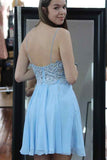 Spagheti Straps Light Blue A-line Short Prom Dress Homecoming Dress HD0148 - Tirdress