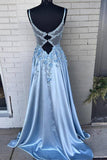 Spaghetti Straps 3D Flowers Prom Dress A Line Formal Gown TP1160 - Tirdress