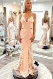 Spaghetti Straps Appliques Mermaid Blush Pink Prom Evening Dress TP1213