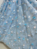 Spaghetti Strap 3D Flower Applique Sky Blue Prom Dresses Ball Gowns TP0820 - Tirdress