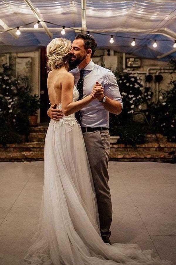 Strap V Neck Beach Wedding Dresses Backless Ivory Tulle Wedding Dress WD309 Custom Color / Custom Made Strap V Neck Beach Wedding Dresses Backless Ivory Tulle Wedding Dress WD309 Custom Color / Custom Made