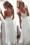 Spaghetti Strap Open Back A-Line Long Chiffon Prom Dresses Evening Dresses PG388 - Tirdress