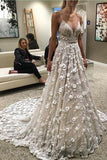 Spaghetti Straps Court Train Backless Wedding Dress With Beading Waist TN0067
