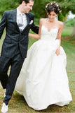 Spaghetti Straps Floor-Length White Wedding Dress With Lace  WD117