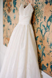 Spaghetti Straps Floor-Length White Wedding Dress With Lace WD117 - Tirdress