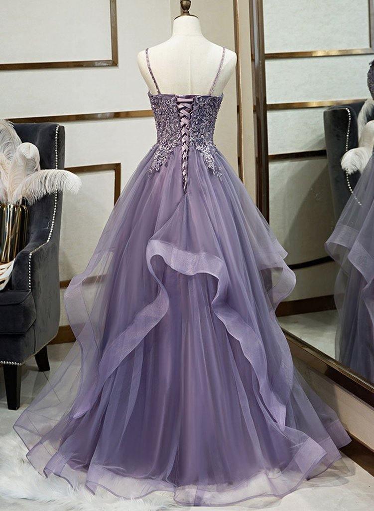 Spaghetti Straps Lace Appliques Long Prom Dresses Evening Dresses TP0903 - Tirdress