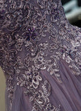 Spaghetti Straps Lace Appliques Long Prom Dresses Evening Dresses TP0903 - Tirdress