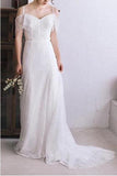 Spaghetti Straps Lace A Line Boho Beach Wedding Dress Simple Bridal Gown TN118 - Tirdress