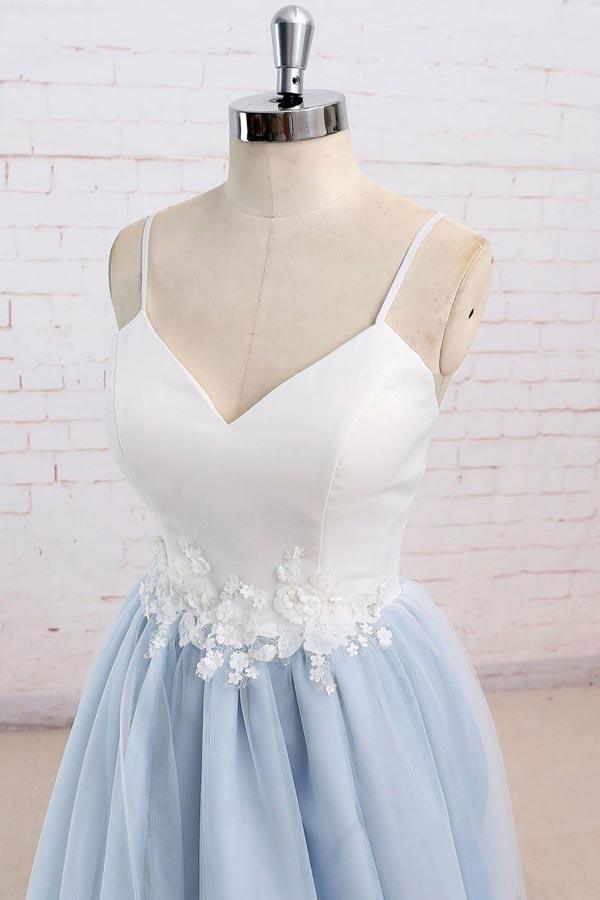 Spaghetti Straps Sweep Train Backless Lavender Tulle Prom Dress PG498 - Tirdress
