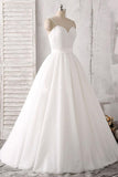 Spaghetti Straps Sweetheart Floor-length White Satin Wedding Dress WD143 - Tirdress