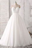 Spaghetti Straps Sweetheart Floor-length White Satin Wedding Dress WD143 - Tirdress