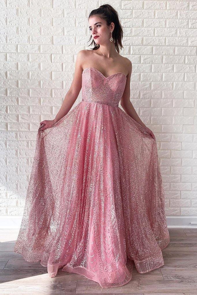 Sparking Sweetheart Long Pink Stunning Prom Dress TP0869 - Tirdress