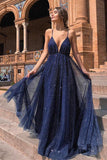 Sparkle Backless Plunging Neckline Sequin Long Prom Evening Dress TP0918 - Tirdress