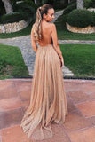 Sparkle Backless Plunging Neckline Sequin Long Prom Evening Dress TP0918 - Tirdress