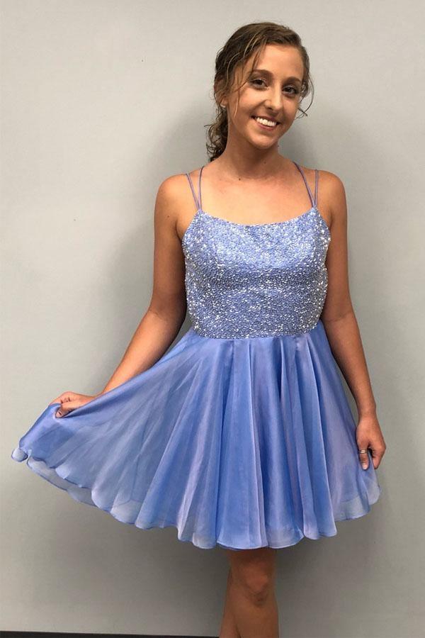 Sparkle Beading Blue Short Prom Dress Homecoming Dress Tirdress Sparkle Beading Blue Short Prom Dress Homecoming Dress Tirdress
