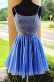 Sparkle Beading Blue Short Prom Dress Homecoming Dress HD0052