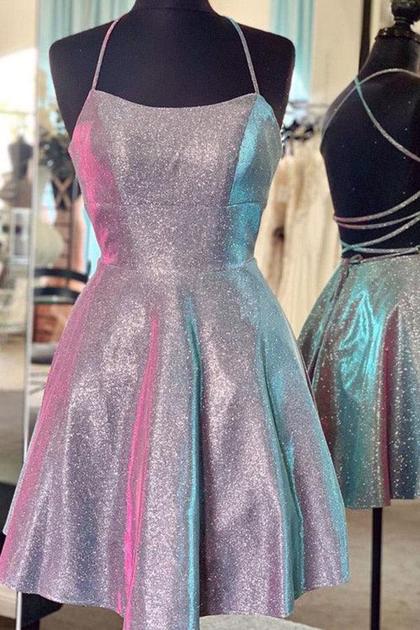 Sparkle Criss Cross Short Prom Dress A Line Homecoming Dress HD0100 Tirdress
