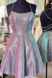 Sparkle Criss Cross Short  Prom Dress A Line Homecoming Dress HD0100