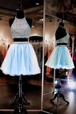 Sparkle Halter Two Pieces Baby Blue Homecoming Dress TR0050 - Tirdress