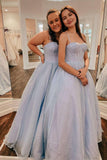 Sparkly Tulle Sweetheart Lavender Straps Long Prom Formal Dress TP1169 - Tirdress