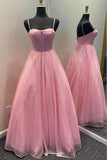 Sparkly Tulle Sweetheart Lavender Straps Long Prom Formal Dress TP1169 - Tirdress