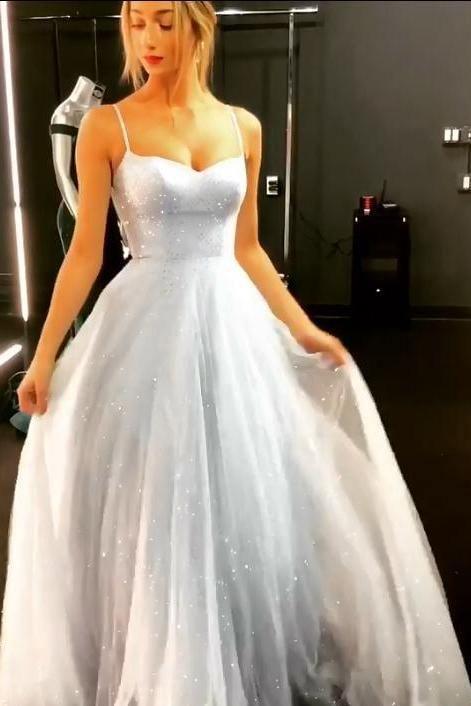 Sparkly Backless Dress Floor Length Prom Dresses Cheap Long Evening Gowns TP0950 - Tirdress
