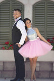 Sparkly High Neck Short Pink Homecoming Dress Party Dress PG163