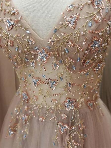 Sparkly Prom Dresses Aline Spaghetti Straps Long Grey Prom Dress Fashion Evening Dress TP0922 - Tirdress