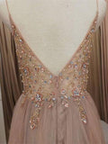 Sparkly Prom Dresses Aline Spaghetti Straps Long Grey Prom Dress Fashion Evening Dress TP0922 - Tirdress